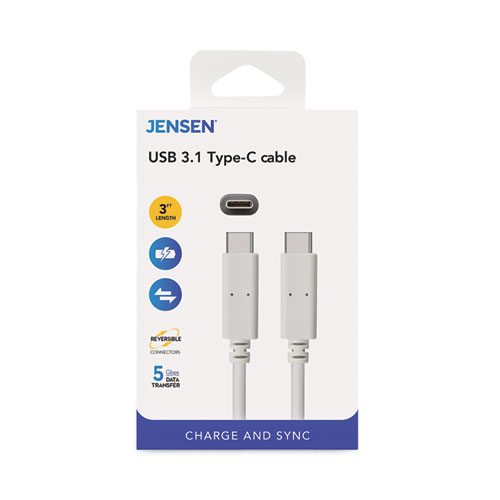 JENSEN® USB-C 3.1 Type-C, 480 Mbps, 6 ft, White