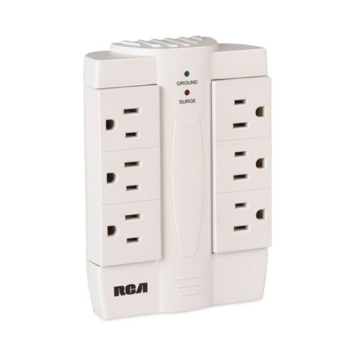 Image of Rca® 6 Outlet Swivel Surge Protector, 6 Ac Outlets, 1,200 J, White