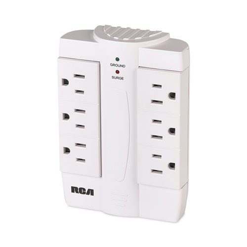 Image of Rca® 6 Outlet Swivel Surge Protector, 6 Ac Outlets, 1,200 J, White