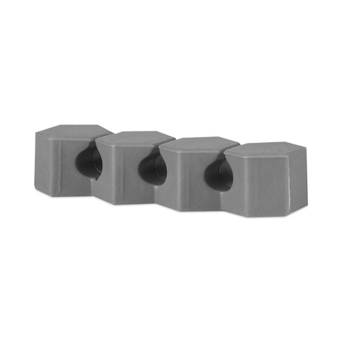 Three Channel Cable Holder, 2" x 2", Gray, 4/Pack