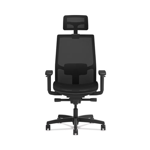 Ignition 2.0 4-Way Stretch Mesh Back/Seat Task Chair with Headrest, Supports Up to 300 lbs, 17" to 21" Seat, Black Seat/Base