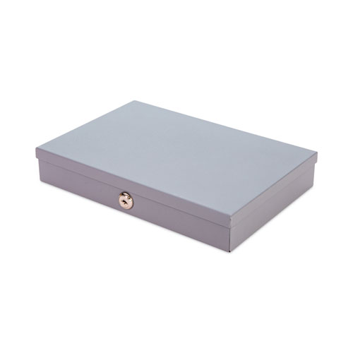 Heavy Duty Low Profile Cash Box, 6 Compartments, 11.5 x 8.2 x 2.2, Gray