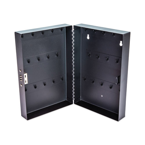 Combination Lockable Key Cabinet, 28-Key, Metal, Black, 7.75 x 3.25 x 11.5