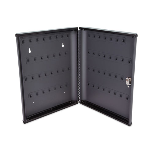Key Lockable Key Cabinet, 60-Key, Metal, Charcoal Gray, 12 x 2.63 x 14.75