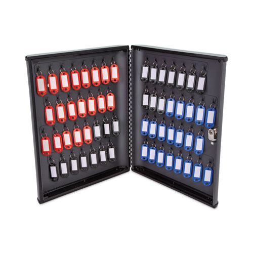 Image of Controltek® Key Lockable Key Cabinet, 60-Key, Metal, Charcoal Gray, 12 X 2.63 X 14.75