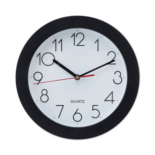 Universal® Bold Round Wall Clock, 9.75" Overall Diameter, Black Case, 1 Aa (Sold Separately)