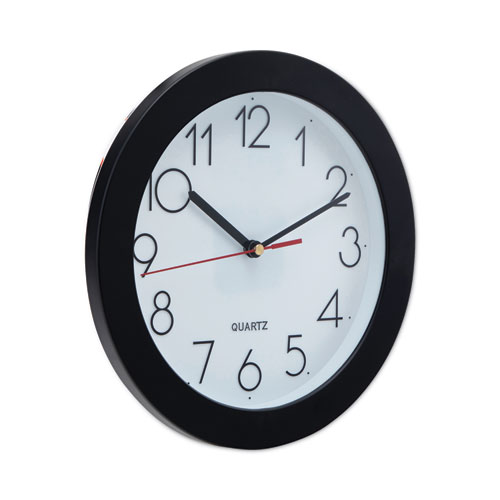 Bold Round Wall Clock, 9.75" Overall Diameter, Black Case, 1 AA (sold separately)