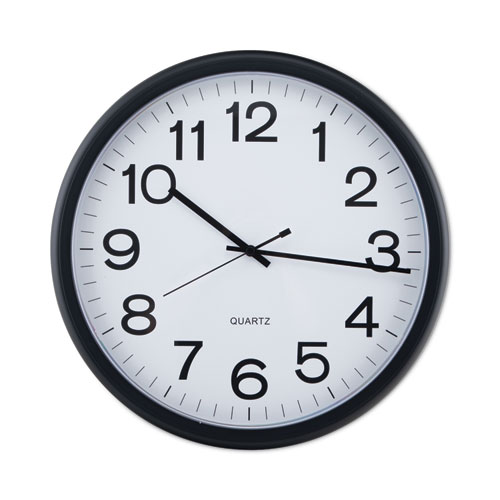 Image of Round Wall Clock, 13.5" Overall Diameter, Black Case, 1 AA (sold separately)