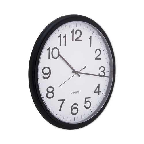 Round Wall Clock, 13.5" Overall Diameter, Black Case, 1 AA (sold separately)