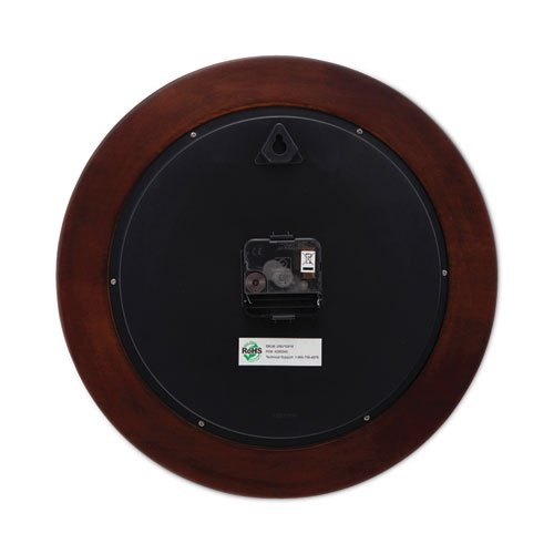 Image of Universal® Round Wood Wall Clock, 12.75" Overall Diameter, Cherry Case, 1 Aa (Sold Separately)