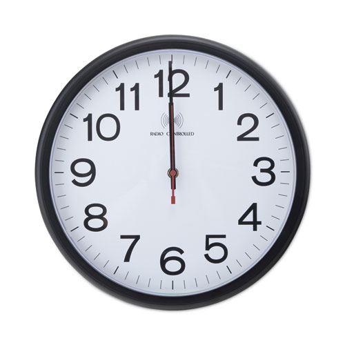 Universal® Deluxe 13 1/2" Indoor/Outdoor Atomic Clock, 13.5" Overall Diameter, Black Case, 1 AA (sold separately)