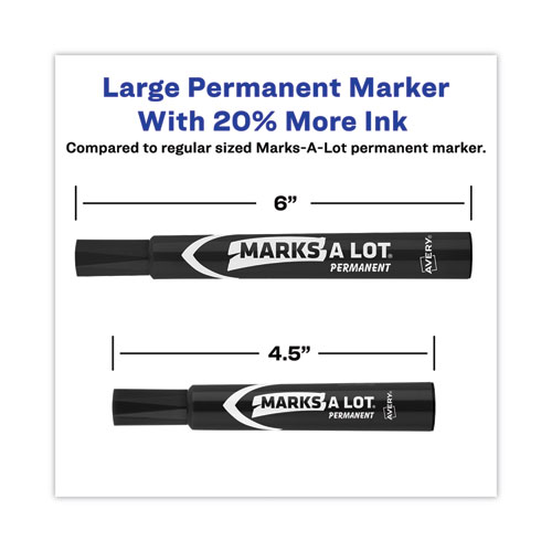 Image of MARKS A LOT Large Desk-Style Permanent Marker, Broad Chisel Tip, Black, Dozen (8888)