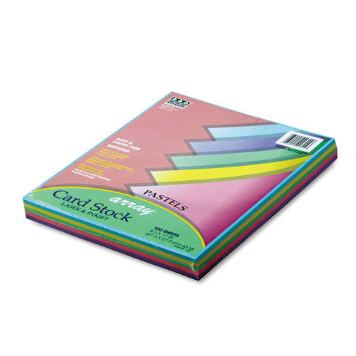 Array Card Stock, 65lb, 8.5 x 11, Assorted Pastel Colors, 100/Pack | by Plexsupply