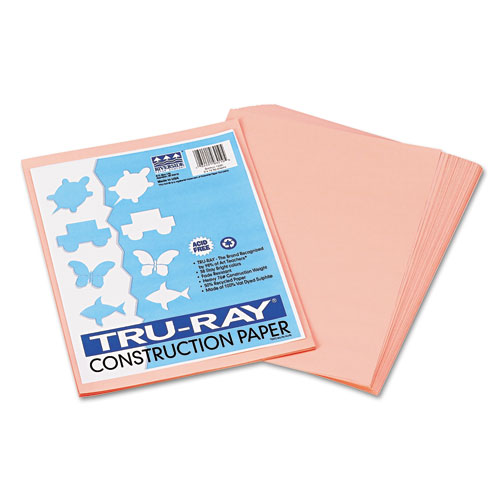 Pac103054 tru-ray construction paper, 76 lbs., 12 x 18, blue, 50