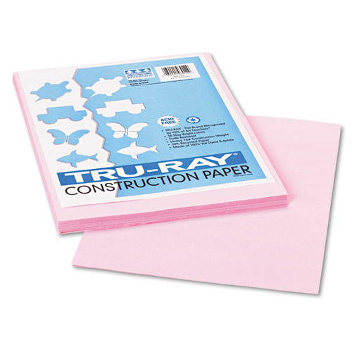 Tru-Ray Construction Paper, 76 lb Text Weight, 9 x 12, Pink, 50/Pack