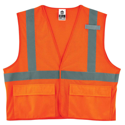 GloWear 8220HL Class 2 Standard Mesh Hook and Loop Vest, Polyester, Large/X-Large, Orange, Ships in 1-3 Business Days