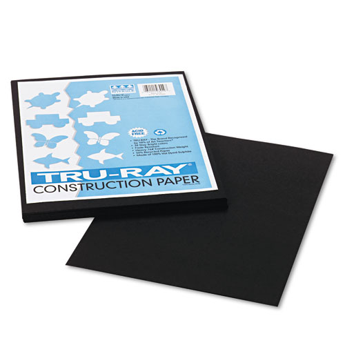 Tru-Ray Construction Paper, 76lb, 9 x 12, Black, 50/Pack | by Plexsupply