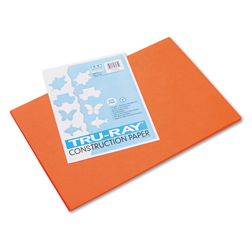 Tru-Ray Construction Paper, 76 lb Text Weight, 12 x 18, Orange, 50/Pack