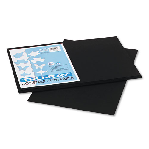 Tru-Ray Construction Paper, 76lb, 12 x 18, Black, 50/Pack | by Plexsupply