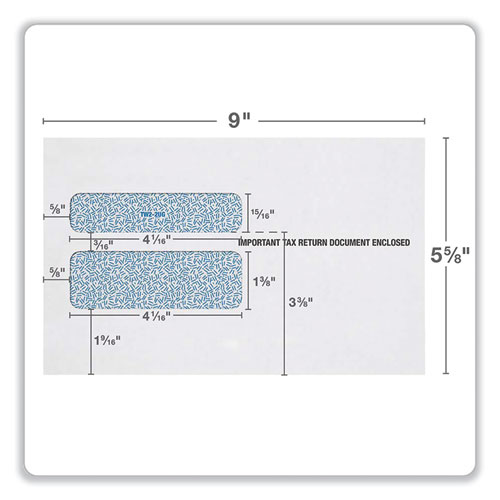 W-2 Gummed Seal Double-Window Envelopes, Commercial Flap, Gummed Closure, 5.63 x 9, White, 24/Pack