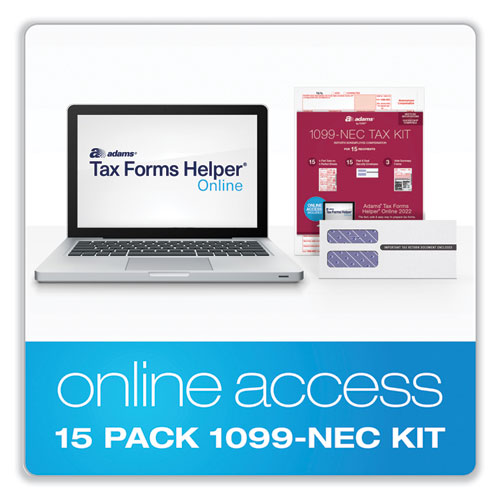 1099-NEC Online Tax Kit, Fiscal Year: 2023, Five-Part Carbonless, 8.5 x 3.66, 3 Forms/Sheet, 15 Forms Total