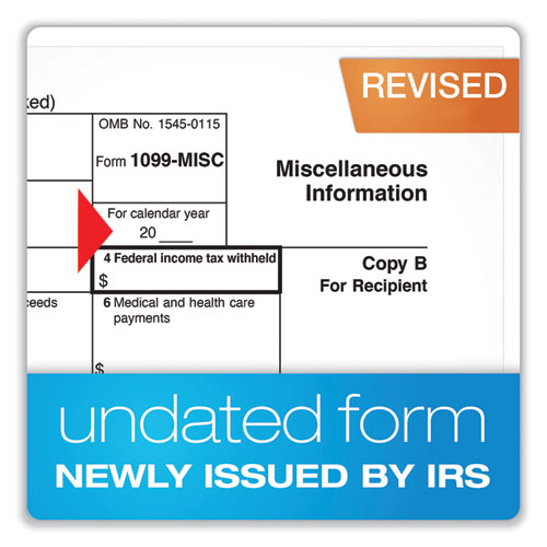1099-MISC Five-Part Laser Forms and Envelopes, Fiscal Year: 2023, 5-Part Carbonless, 8 x 5, 2 Forms/Sheet, 10 Forms Total