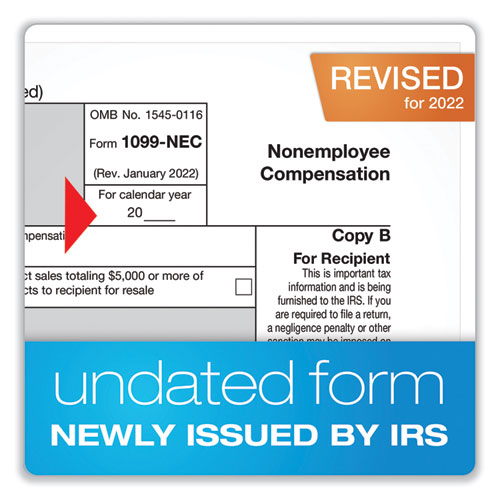 Image of Adams® 5-Part 1099-Nec Online Tax Kit, Fiscal Year: 2022, Five-Part Carbonless, 8.5 X 3.66, 3 Forms/Sheet, 15 Forms Total