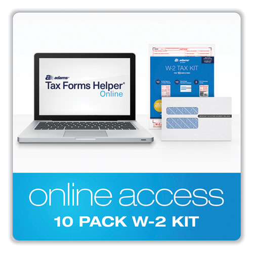 Image of Adams® 6-Part W-2 Online Tax Kit, Fiscal Year: 2022, Six-Part Carbonless, 8 X 5.5, 2 Forms/Sheet, 10 Forms Total