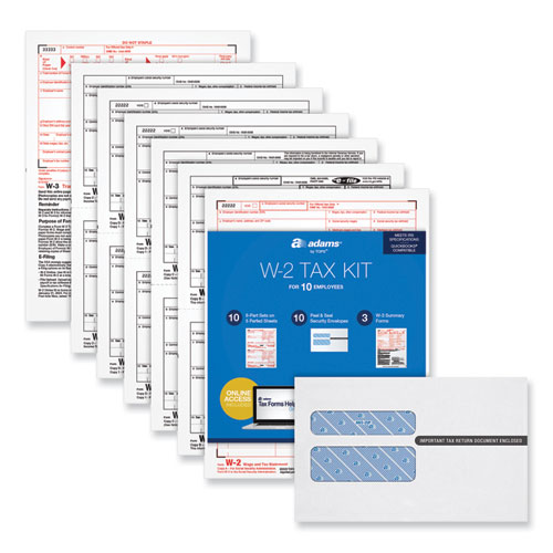 W-2 Online Tax Kit, Fiscal Year: 2023, Six-Part Carbonless, 8 x 5.5, 2 Forms/Sheet, 10 Forms Total
