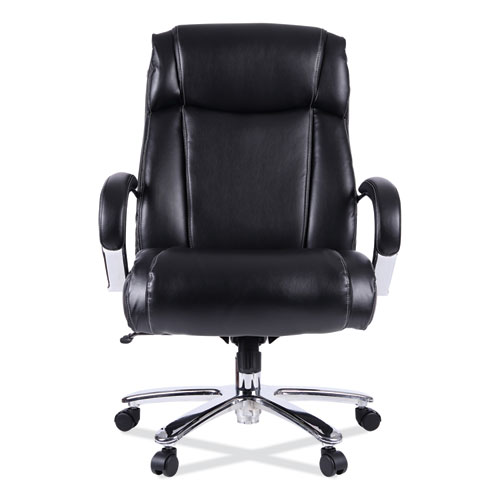 Alera Maxxis Series Big/Tall Bonded Leather Chair, Supports 500 lb, 19.7" to 25" Seat Height, Black Seat/Back, Chrome Base