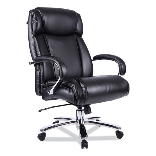 Alera Maxxis Series Big/Tall Bonded Leather Chair, Supports 500 lb, 21.42" to 25" Seat Height, Black Seat/Back, Chrome Base