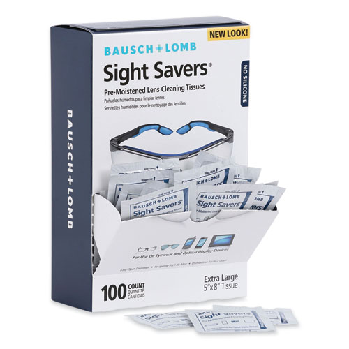 Image of Bausch & Lomb Sight Savers Premoistened Lens Cleaning Tissues, 8 X 5, 100/Box