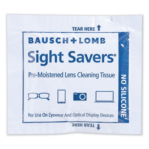 Image of Bausch & Lomb Sight Savers Premoistened Lens Cleaning Tissues, 8 X 5, 100/Box