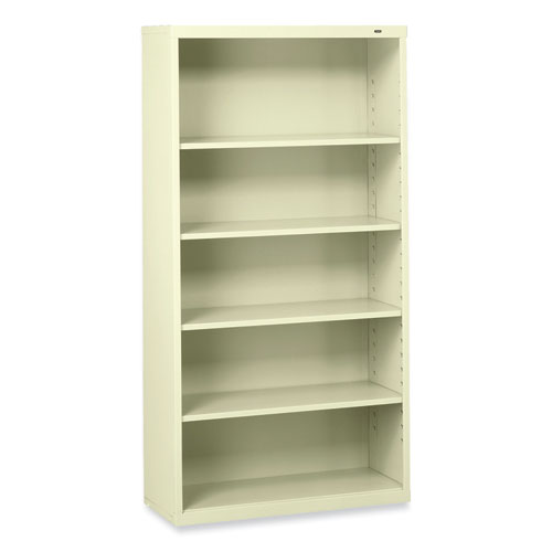 Metal Bookcase, Five-Shelf, 34.5w x 13.5d x 66h, Putty
