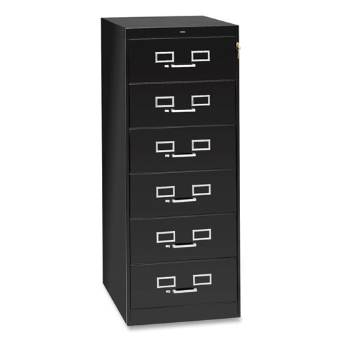 Image of Tennsco Six-Drawer Multimedia/Card File Cabinet, Black, 21.25" X 28.5" X 52"