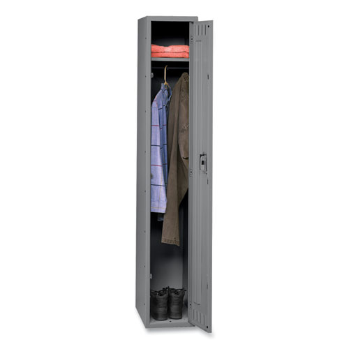 Single-Tier Locker, One Locker with Hat Shelf and Coat Rod, 12w x 18d x 72h, Medium Gray