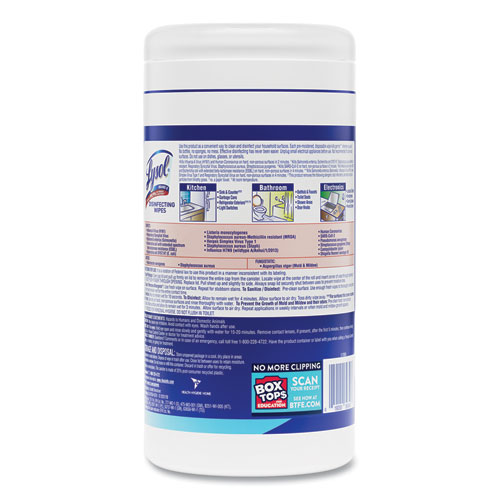 Disinfecting Wipes, 1-Ply, 7 x 7.25, Crisp Linen, White, 80 Wipes/Canister, 6 Canisters/Carton