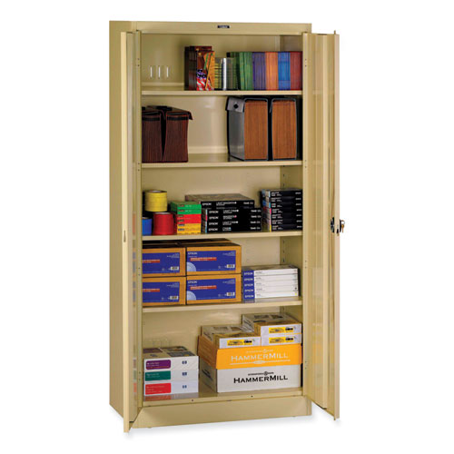Deluxe Recessed Handle Storage Cabinet, 36w x 18d x 78h, Sand