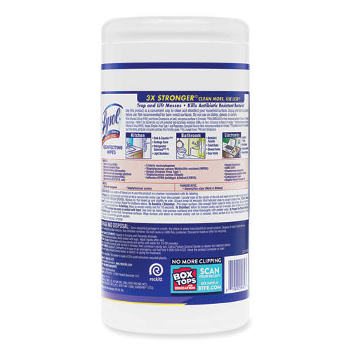 Disinfecting Wipes, 1-Ply, 7 x 7.25, Early Morning Breeze, White, 80 Wipes/Canister, 6 Canisters/Carton