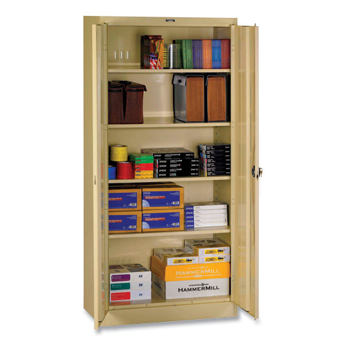 Deluxe Recessed Handle Storage Cabinet, 36w x 24d x 78h, Sand