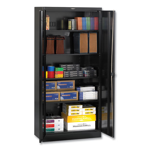 Deluxe Recessed Handle Storage Cabinet, 36w x 18d x 78h, Black