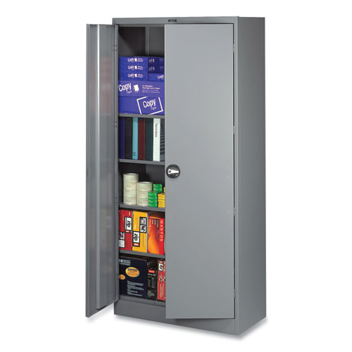 Deluxe Recessed Handle Storage Cabinet, 36w x 24d x 78h, Medium Gray