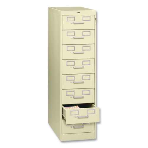 Eight-Drawer Multimedia/Card File Cabinet, Putty, 15" x 28.5" x 52"