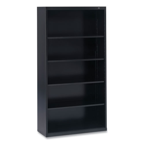 Metal Bookcase, Five-Shelf, 34.5w x 13.5d x 66h, Black