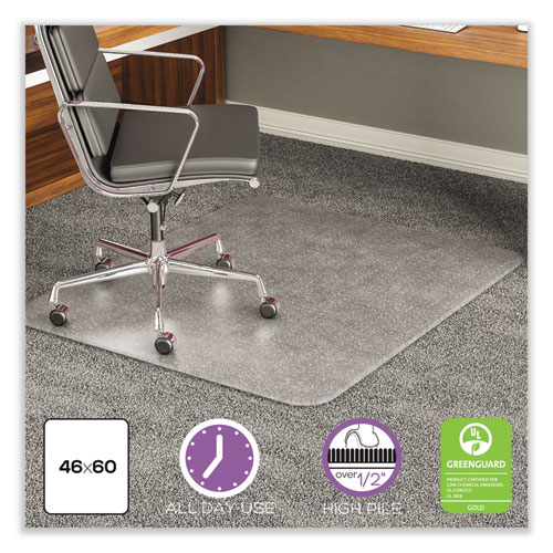 Deflecto® Execumat All Day Use Chair Mat For High Pile Carpet, 46 X 60, Rectangular, Clear