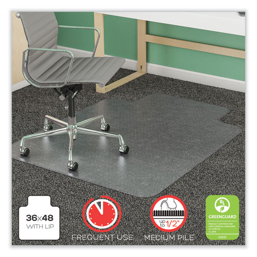 Deflecto® Supermat Frequent Use Chair Mat, Med Pile Carpet, Roll, 36 X 48, Lipped, Clear