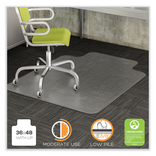 DuraMat Moderate Use Chair Mat, Low Pile Carpet, Roll, 36 x 48, Lipped, Clear