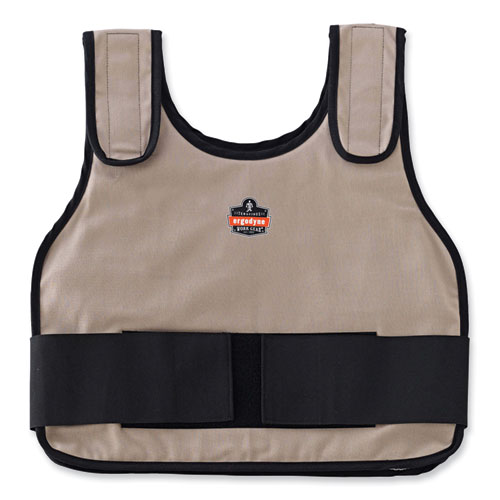 Chill-Its 6230 Standard Phase Change Cooling Vest with Packs, Cotton, Large/X-Large, Khaki, Ships in 1-3 Business Days