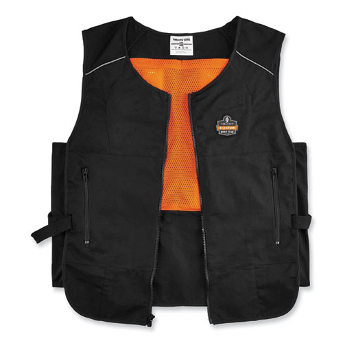 Image of Ergodyne® Chill-Its 6255 Lightweight Phase Change Cooling Vest, Cotton/Polyester, Small/Medium, Black, Ships In 1-3 Business Days