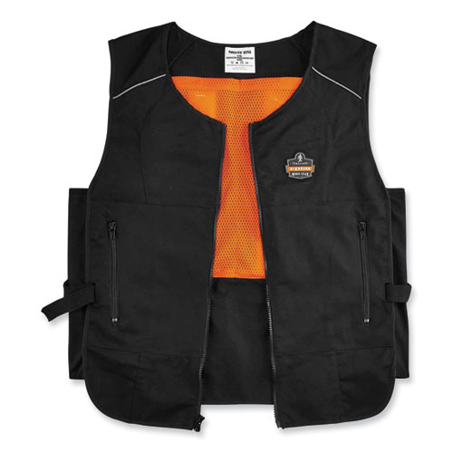 Image of Ergodyne® Chill-Its 6255 Lightweight Phase Change Cooling Vest, Cotton/Polyester, Large/X-Large, Black, Ships In 1-3 Business Days